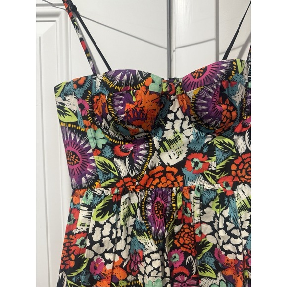 Vintage Moda International Women's Floral Colorful Spaghetti Strap Dress Sz 2 - Picture 2 of 8